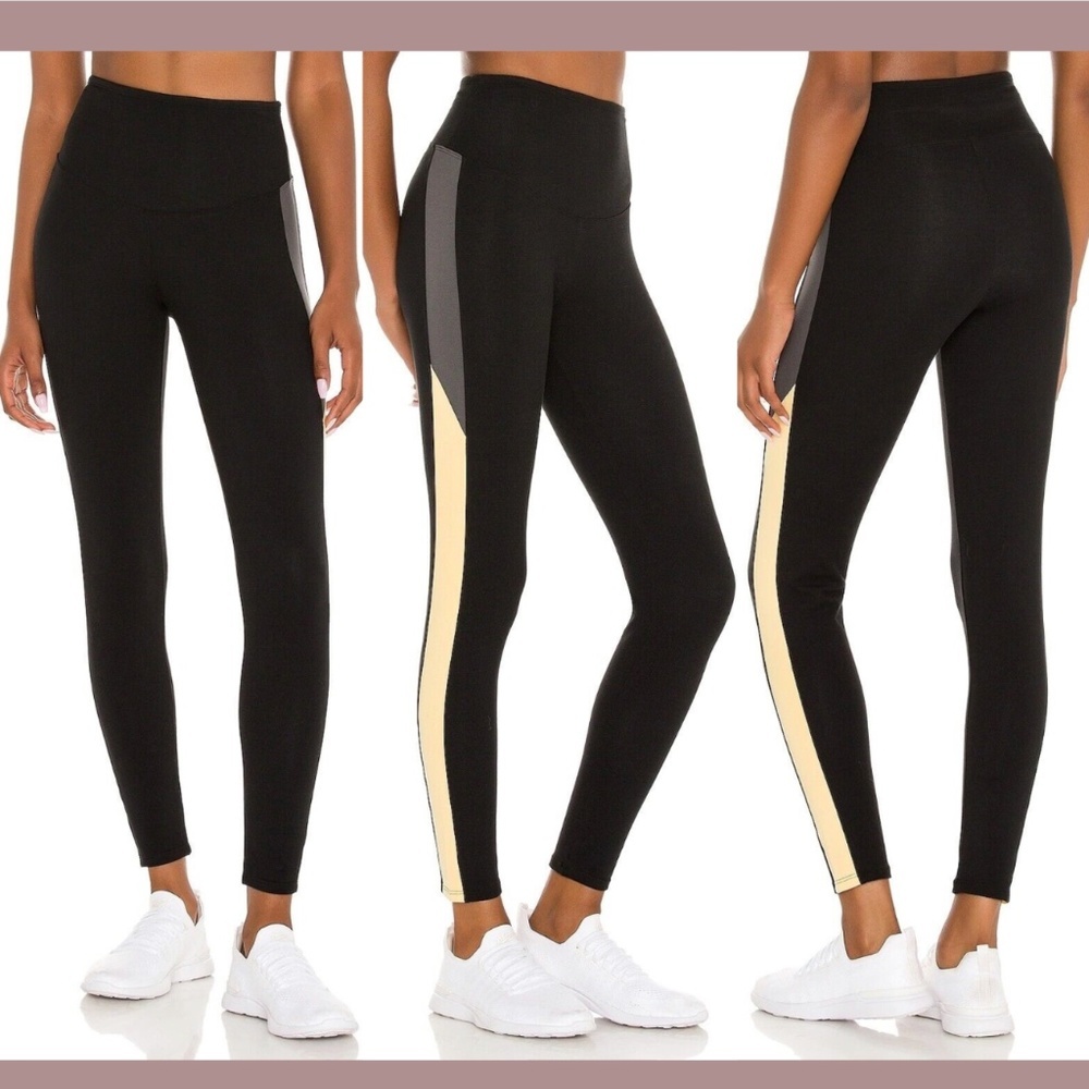 NWT‎ Yummie [ XS ] Two Color Stripe Rachel Legging in Black Smoke Yellow